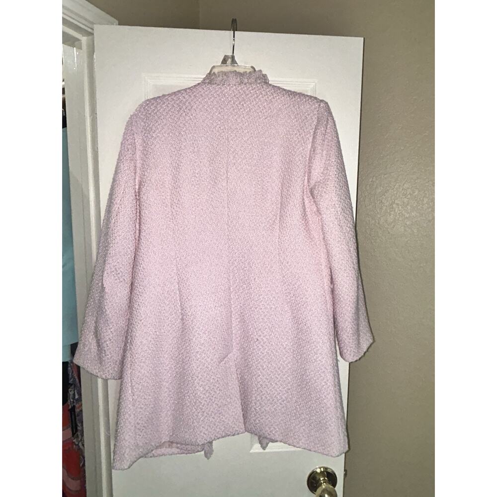 Venus Open Front Tweed Fringe Jacket, light pink Long size medium Size 8 Career - Picture 8 of 12